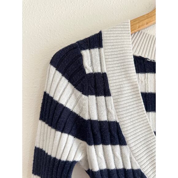 Y2K Navy & White Stripe V-Neck Sweater - Picture 6 of 8